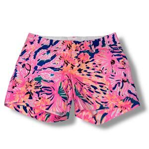 Lilly Pulitzer The Callahan Stretch Shorts Women’s 0 Pink Blue Swirling Seadream